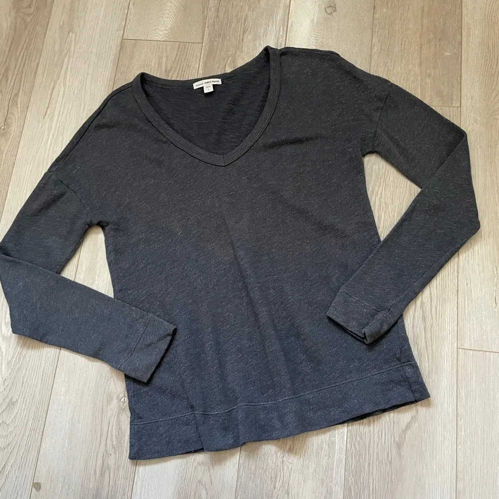 James Perse V Neck Long Sleeve Pullover Sweater Blue Gray (Small) - Image 8