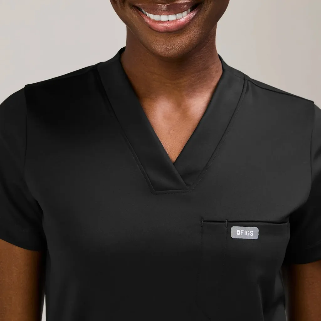 Figs Sona FORMx Slim V-Neck Scrub Top in Black, Size Small - Image 3