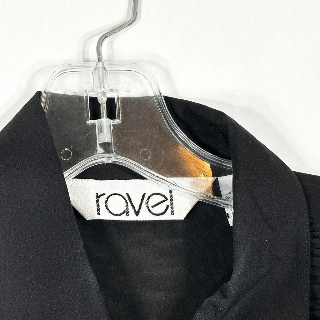 VTG Ravel Large Top Silk Semi Sheer Ruffled Gathered Front‎ Pearl Button Up 364 Black - Image 5