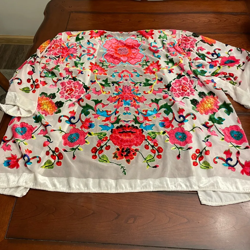 Jayley Vintage Silk Blend‎ Floral Kimono Size undefined - Image 10