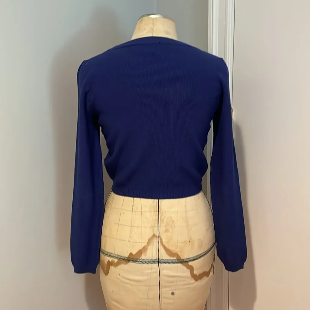 Vicolo Blue Cropped Long Sleeve Sweater Size Small - Image 2