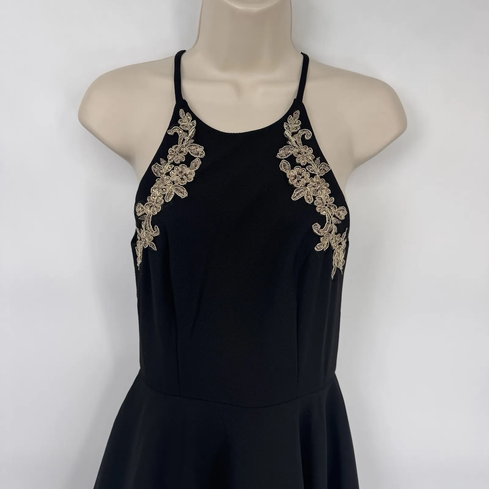 Vintage Y2K B. Darlin Skater Dress Whimsigoth Fairy Womens‎ 5/6 Black Gold - Image 2