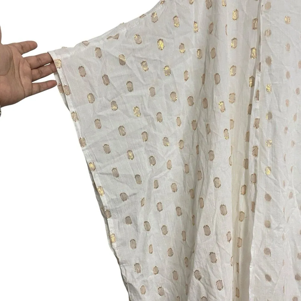 LANE BRYANT White Gold Lurex Maxi Open Front Duster Lightweight Knit One Size - Image 3