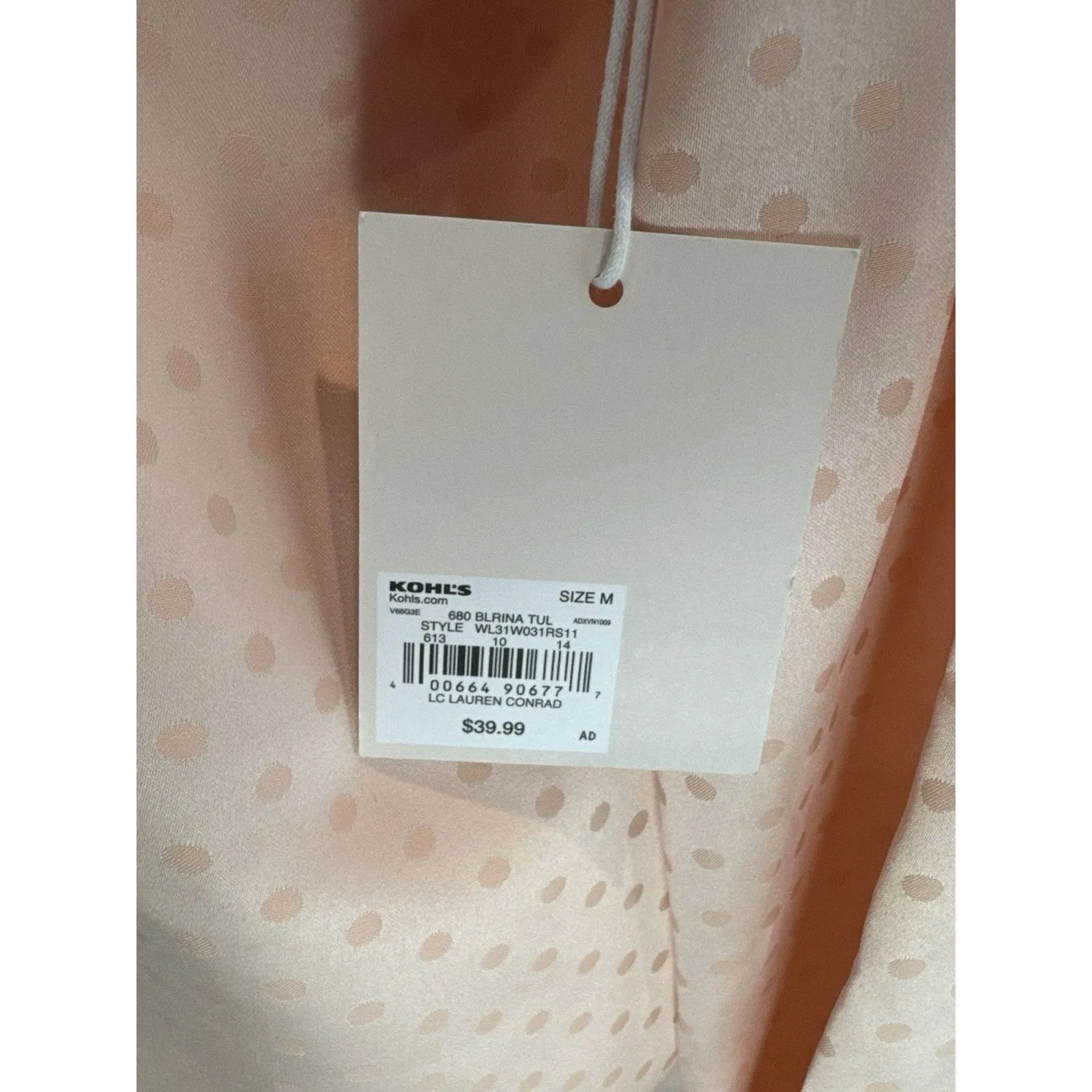 LC Lauren Conrad Blouse Size M  Blush Tie Front Pale Ballerina Peasant Top NWT - Image 6