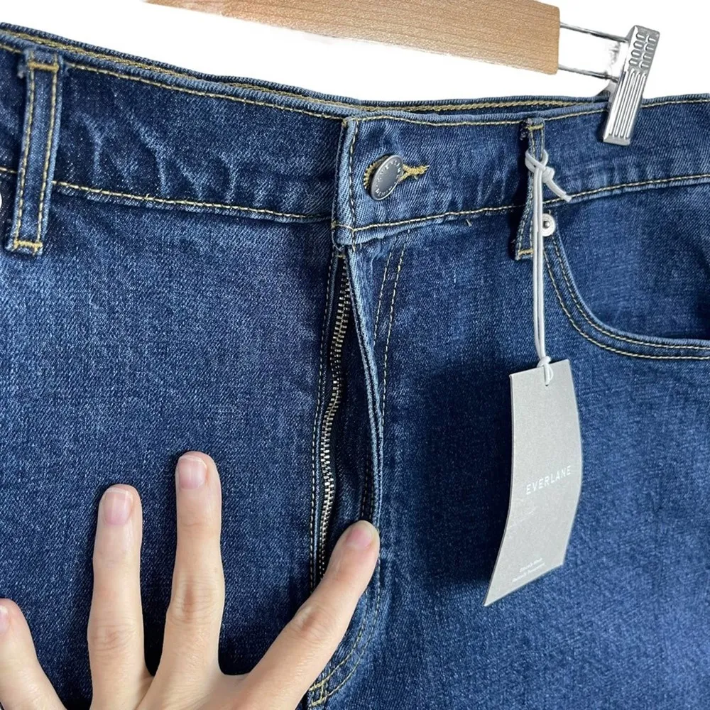 New Everlane The Way-High Denim Short High Rise Raw Hem Organic Cotton Size 31 - Image 4