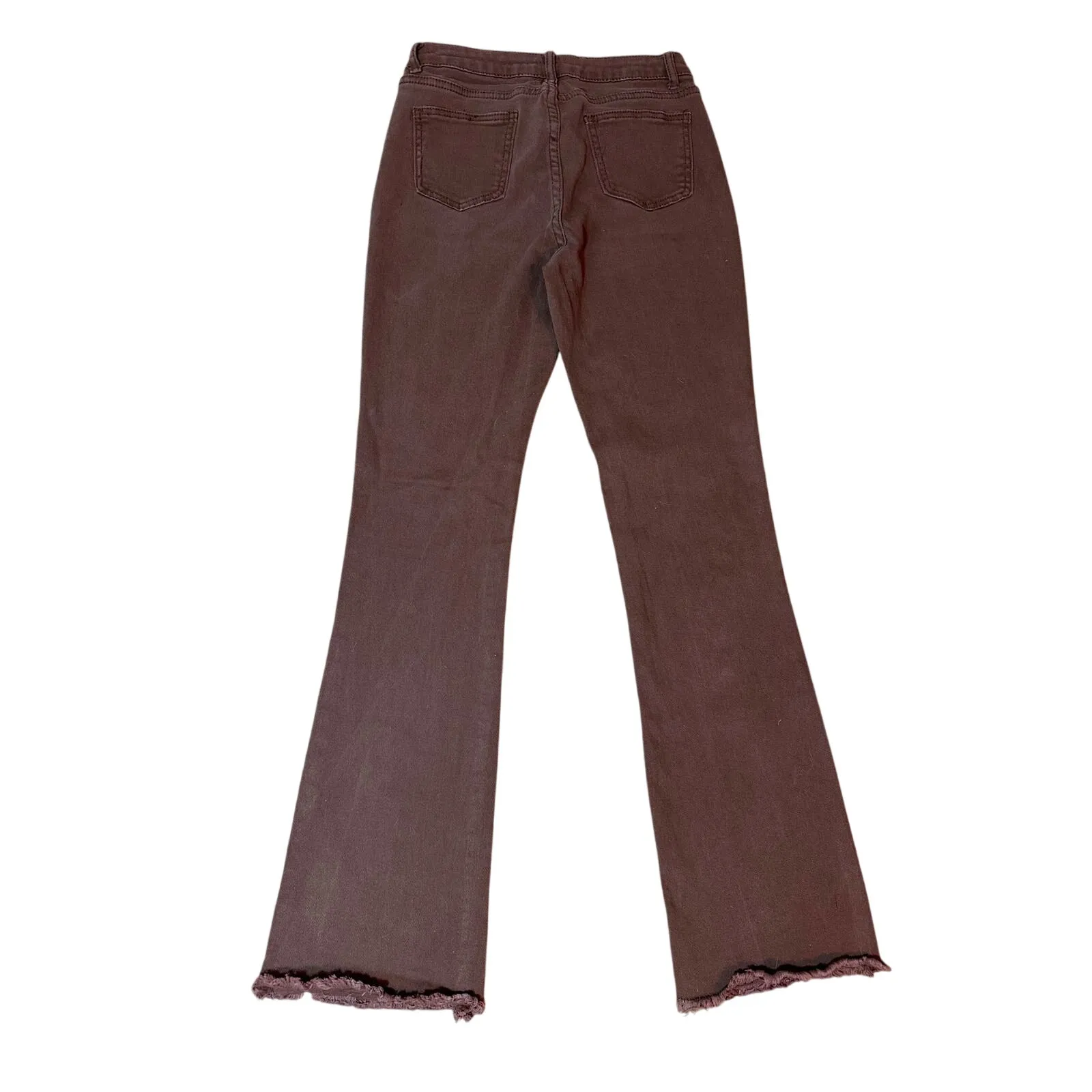 SHEIN Y2K Retro Hippie Pants Brown Flare Fringe Bottom Jeans Size Women's 6 - Image 2