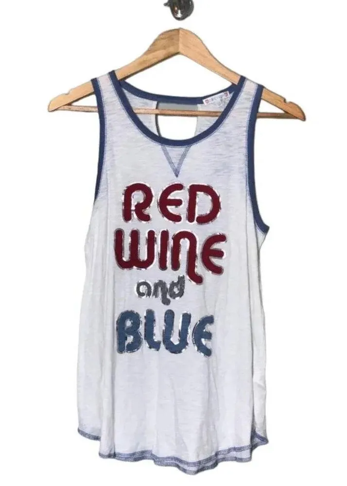 PJ Salvage Women's Size Small Red Wine and Blue White Tank Top NWT - Image 3