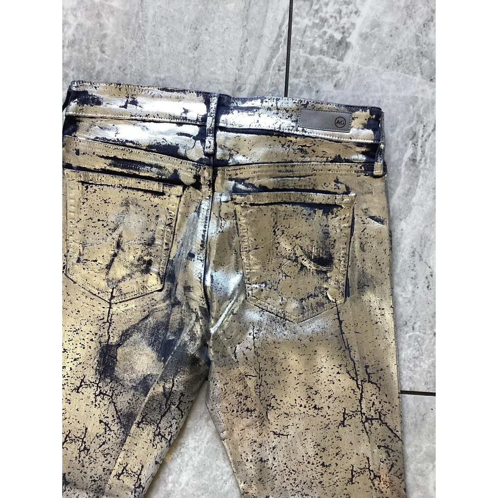 AG Adriano Goldschmied NWOTJeans Womens Metallic Foil Coated Farrah Skinny Ankle - Image 5