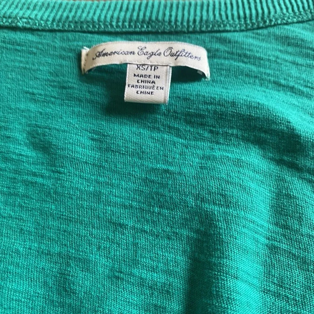 American Eagle Cardigan Button Up V Neck Sweater Green Women’s XS Y2K Academia - Image 2