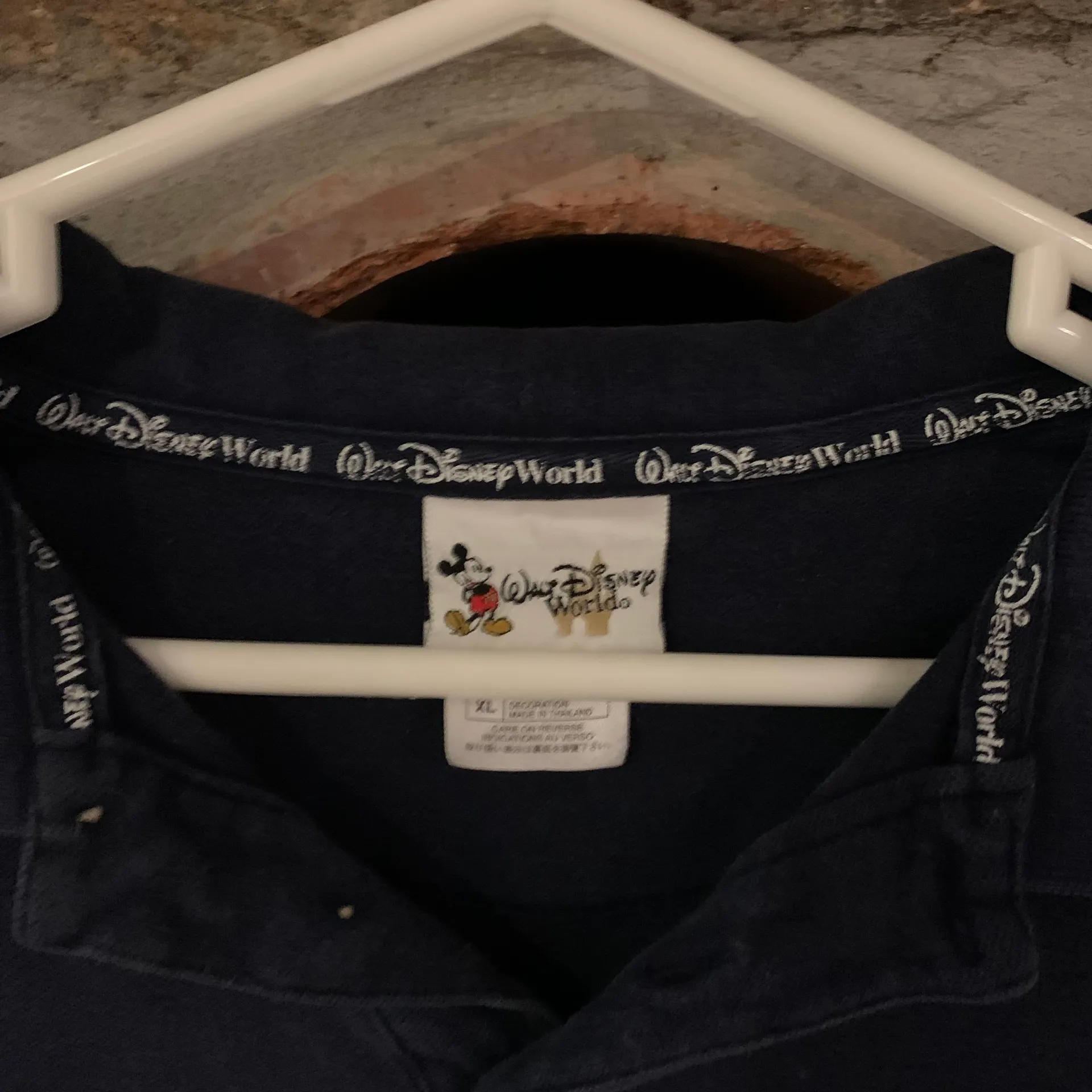 Navy Blue Vintage  Embroidered Graphic Polo Top - Image 4