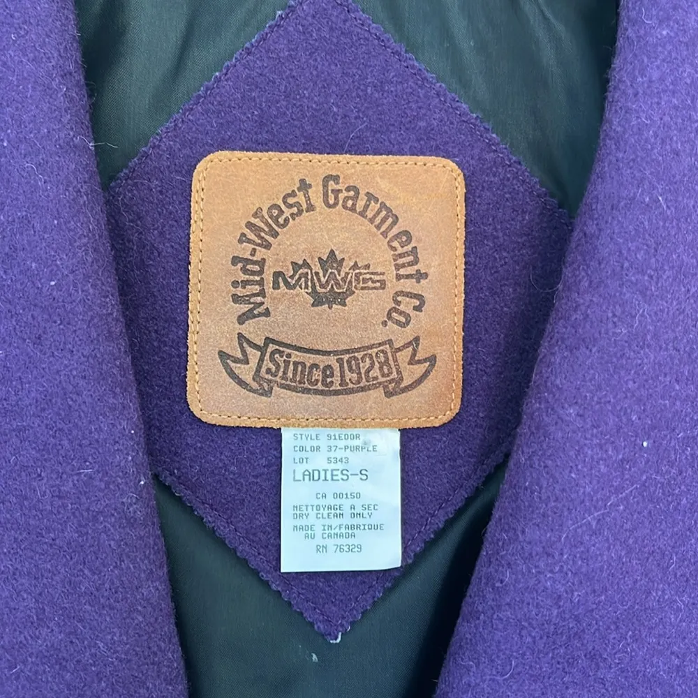 Vintage 80s Western Style Purple Wool Stitched Blazer S - Image 8