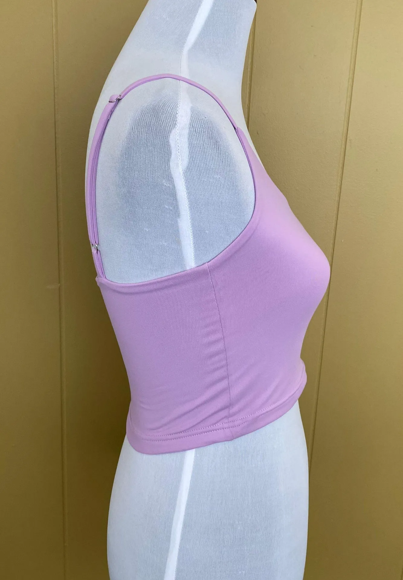 Reoria women S soft & smoothe adjustable spaghetti strap crop tank top purple - Image 3