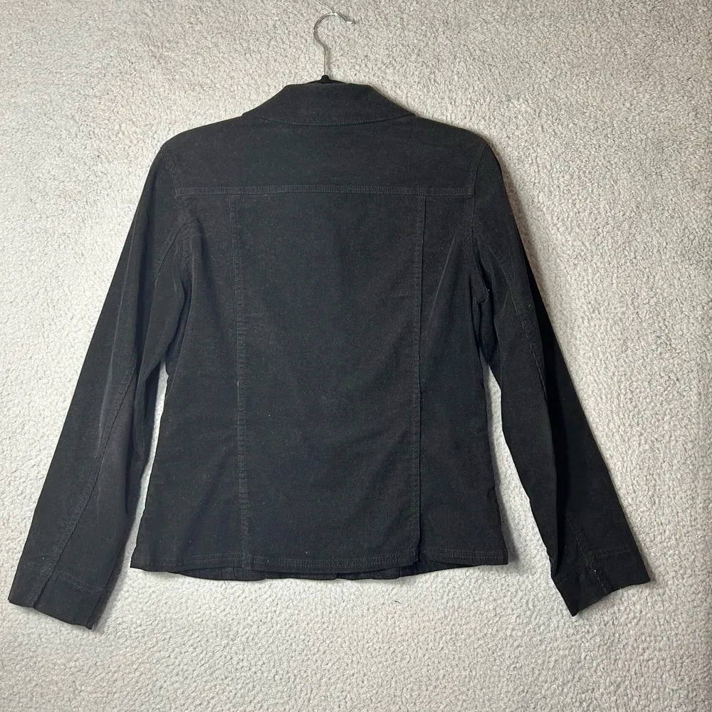 Chico's Jacket Womens 0 Small 4-6‎ Black Corduroy Snap Front Button Up Jacket - Image 2