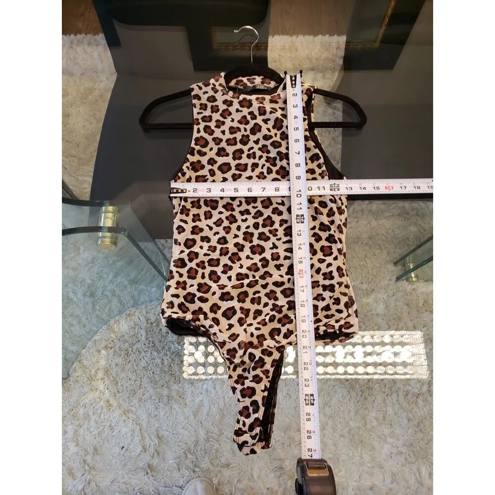 21 Saints Women's Multicolor Animal Print Mock Neck Sleeveless Bodysuit Medium - Image 8