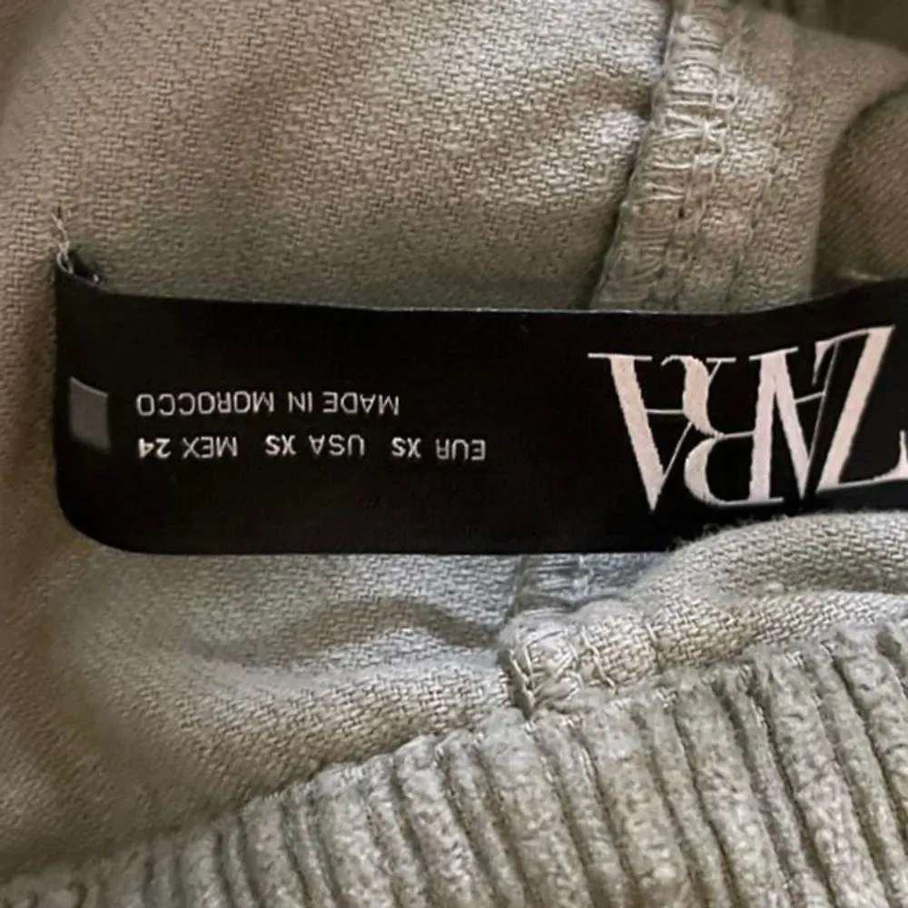 Zara Green Corduroy Long Sleeve Collared Button Up Shirt Shacket Jacket Top XS - Image 3