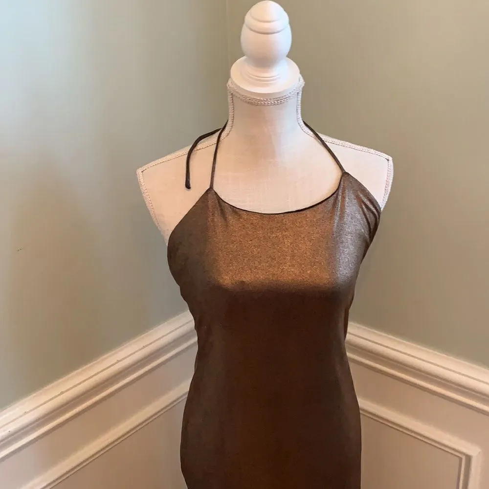 NBD Dancing Queen Maxi Dress In Shimmer Copper XS - Image 3