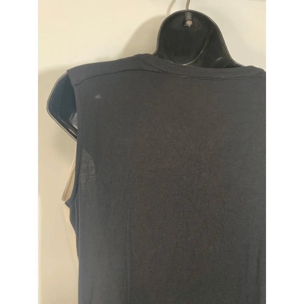 Peter Nygard Womens Top Sleeveless Blouse V Neck Elegant Black White Size 10 - Image 4