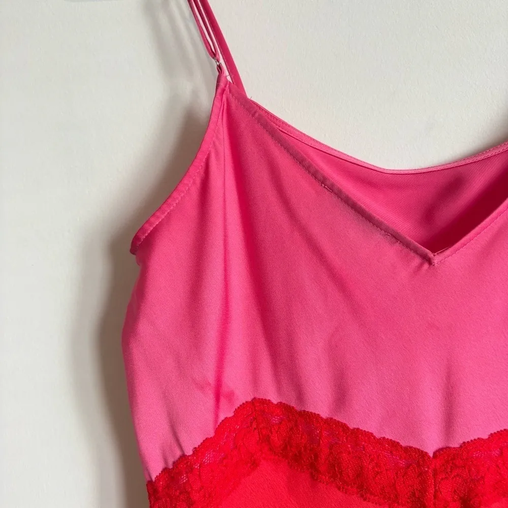 Gianni Bini DANNIJO Helena Satin Maxi Slip Dress pink red - Image 9