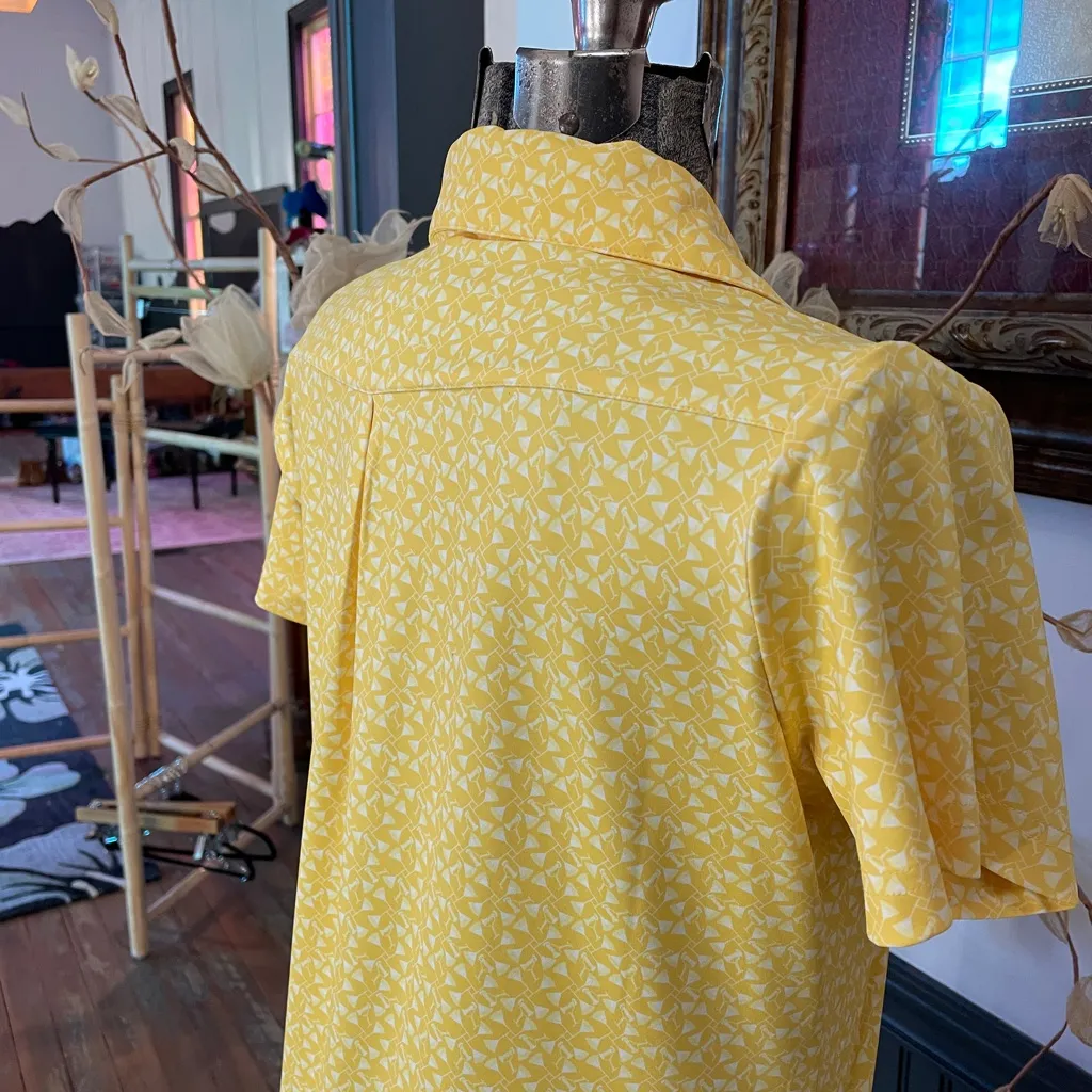 William Murray Martinis & Mowers Yellow Stretch Classic Polo Dress Sz M 💚🎀 Size M - Image 9