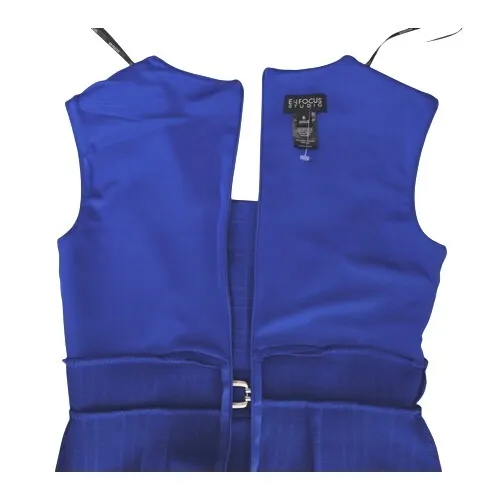 Enfocus Studios Bodycon Blue Textured Belted Wedding Party Modern Dress 6 Preppy - Image 11