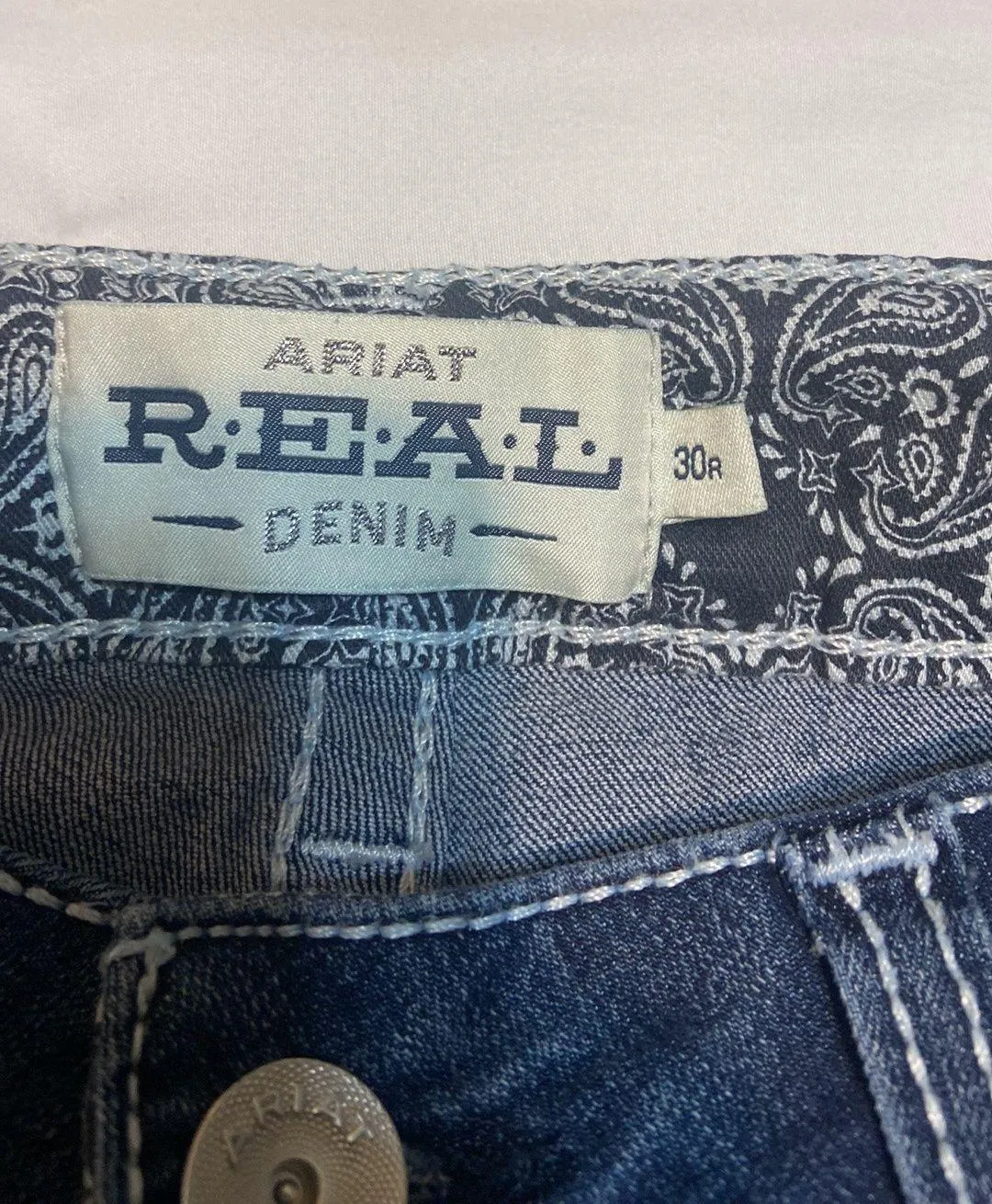 Jeans 30R REAL Dresden Mid Rise Stretch Ivy Stackable Straight Leg Blue - Image 5