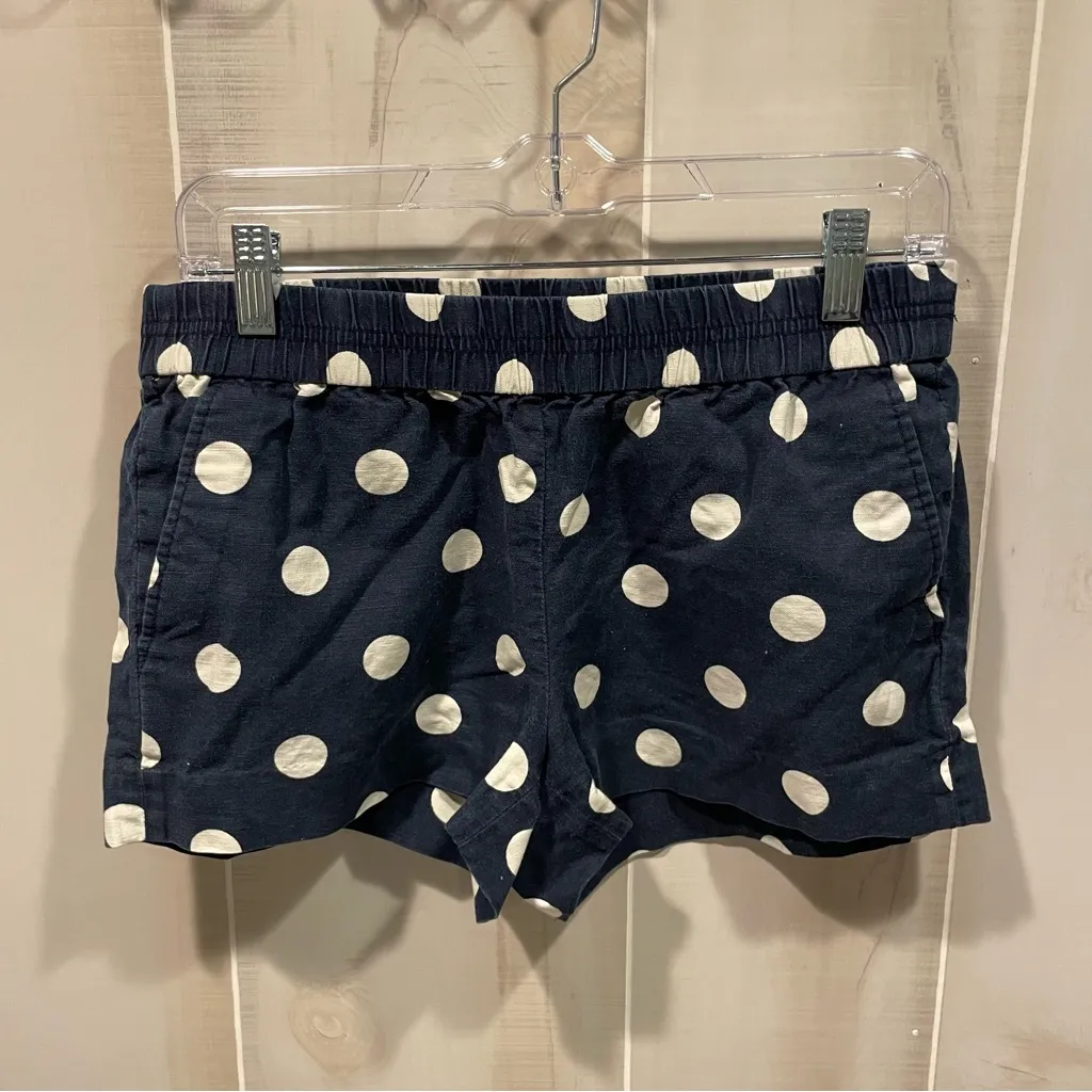 Cute J. Crew navy polka dot short shorts elastic waist 2.5” inseam pockets - Image 5