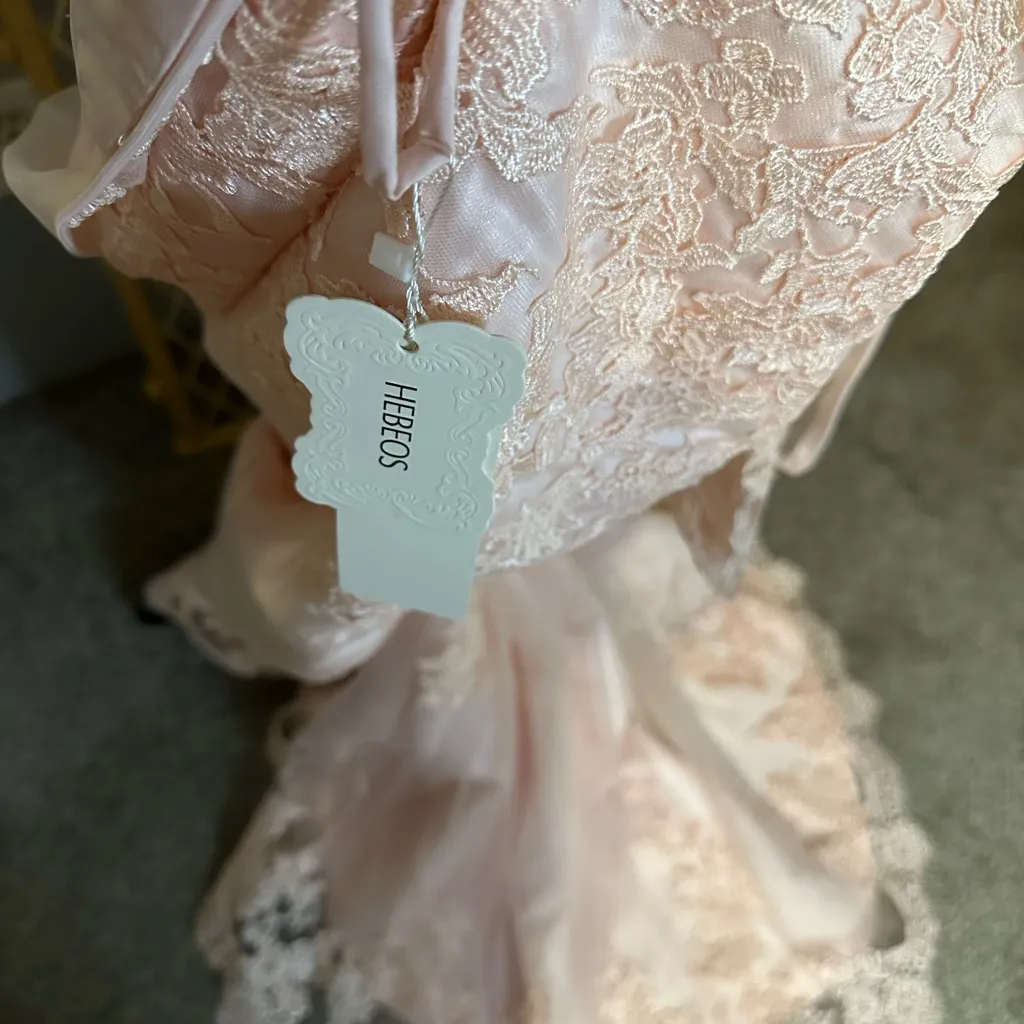 Elegant Lace Pink Evening Gown - Image 7