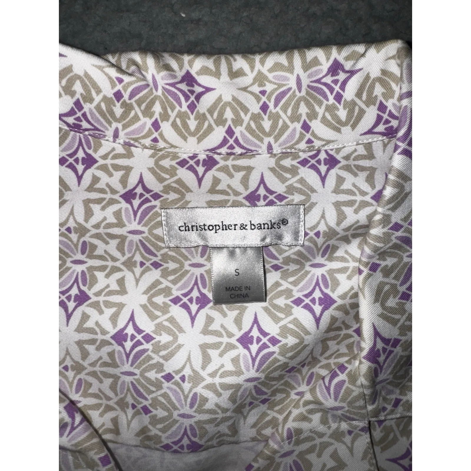 Christopher & Banks Jacket Women Small Geometric Abstract Collared Button Front‎ - Image 7