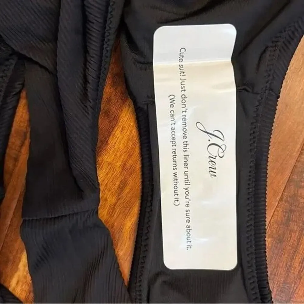 NWT J. Crew Ribbed High Rise High Leg Cheeky Bikini Swim Bottom Black M #3156 - Image 8