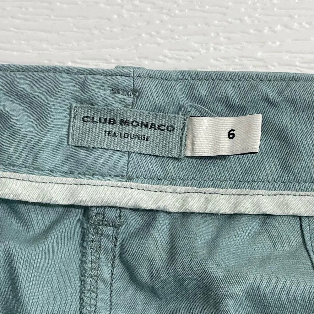Club Monaco Tea Dye Crop Bootcut Cotton Chino Pants In‎ Pale Teal Size 6 - Image 6