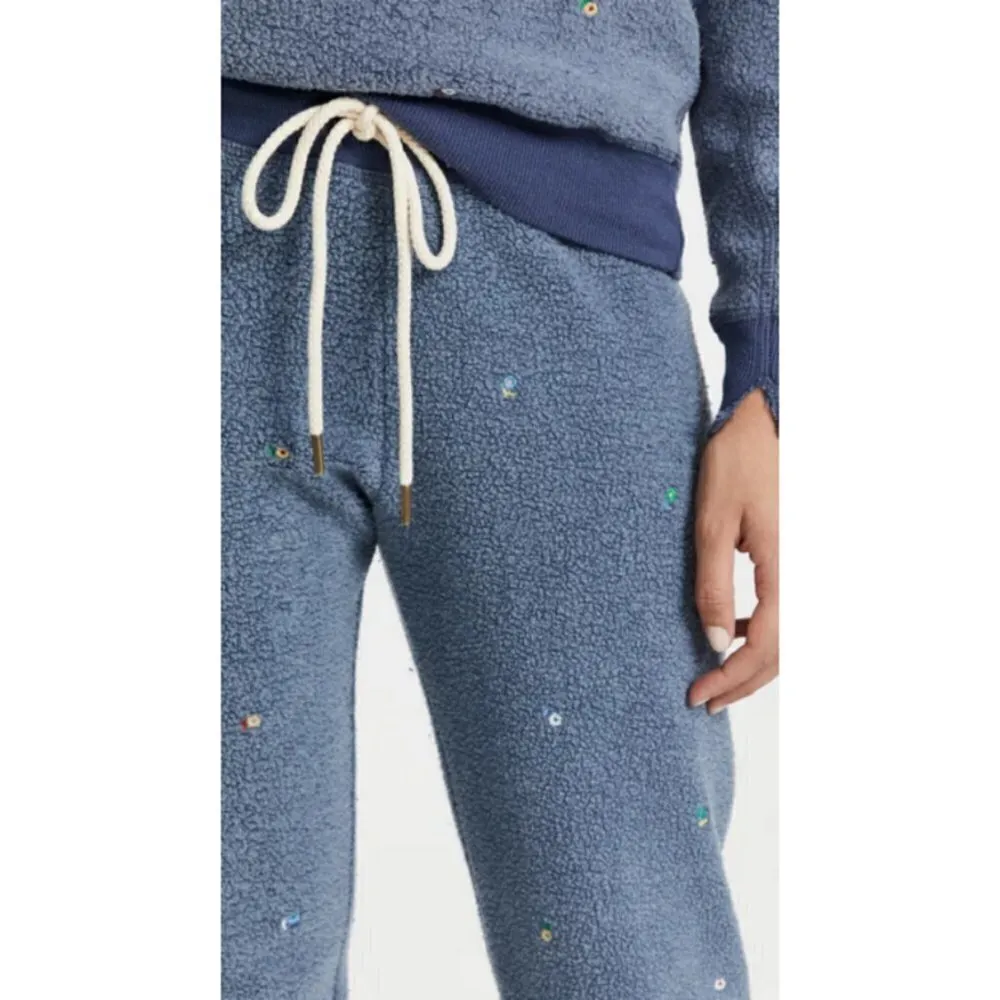 💕THE GREAT💕 Sherpa Cropped Sweatpant Vintage Navy Ditsy Floral Embroidery 2 M Blue Size M - Image 7