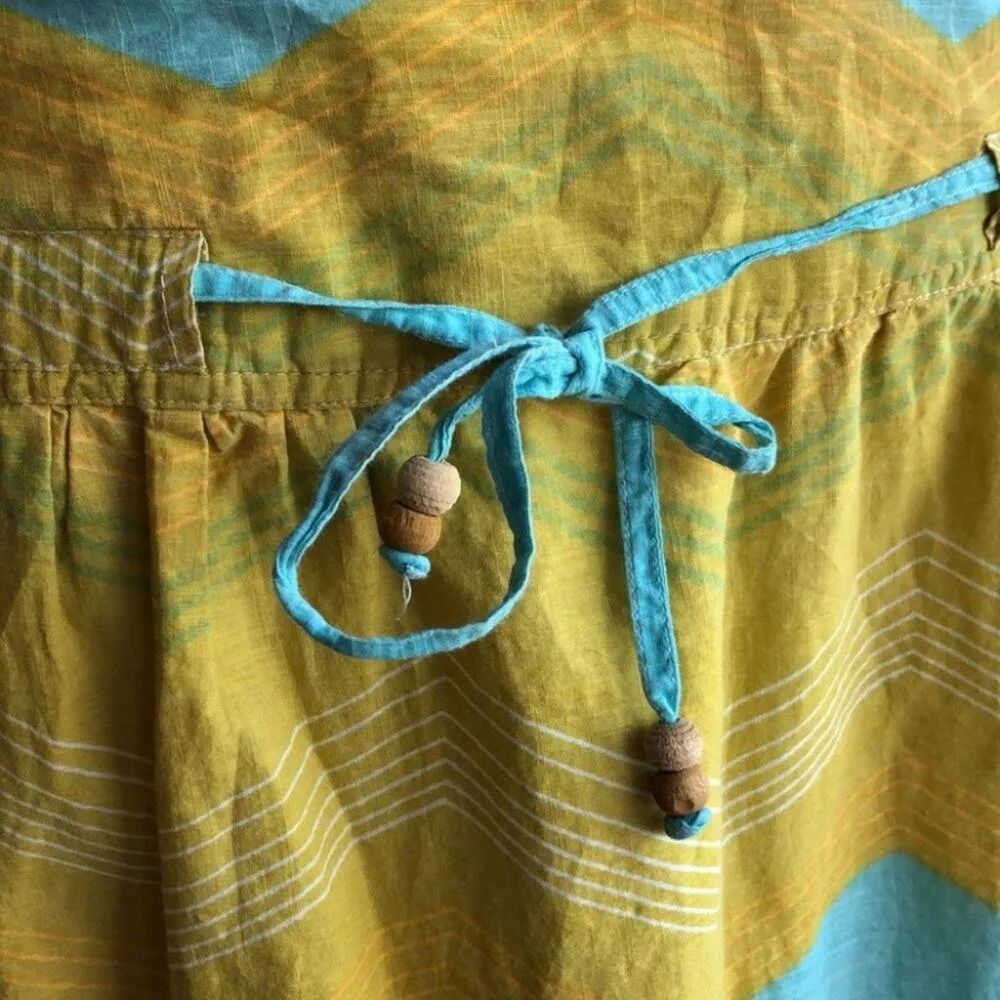 Roxy Teal Blue Yellow Chevron Pattern Skirt Size 9 - Image 2