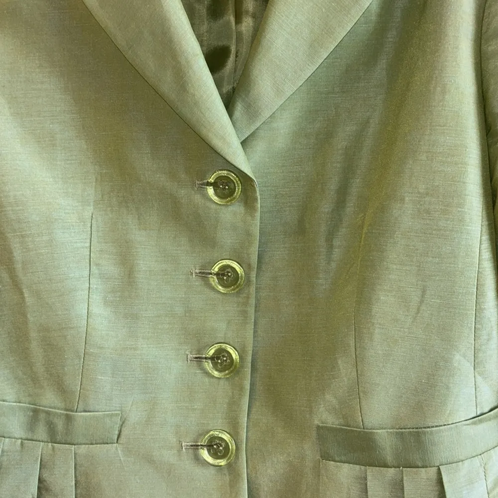 LAFAYETTE 148 NY LINEN&SILK IRIDESCENT GREEN JACKET..GORGEOUS COLOR GREEN SIZE 6 - Image 5
