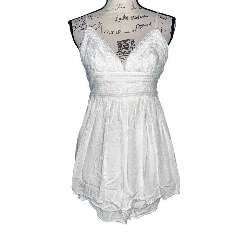 Quiet Storm white‎ lacy romper dress medium - Image 5
