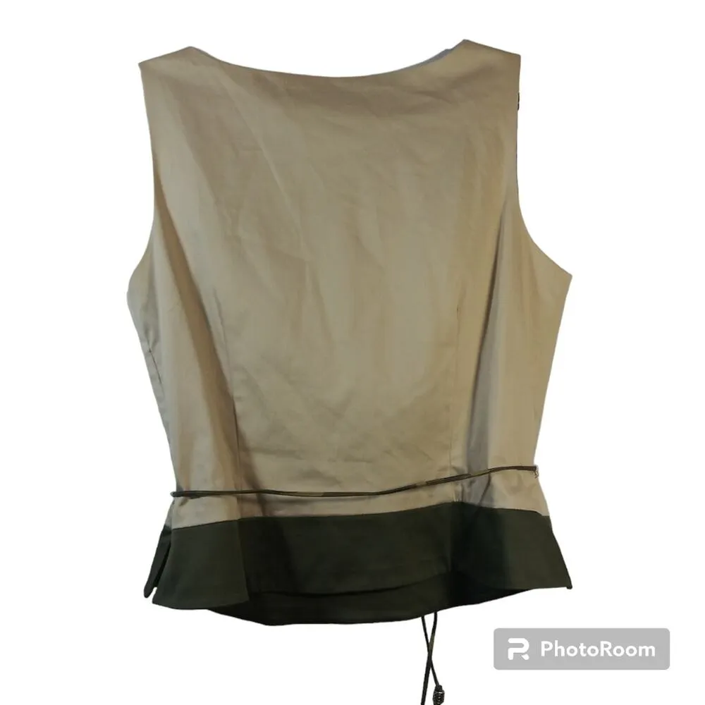 Citrine Green Tan Pants Set Business Casual Safari 2 Piece Set Size 14 - Image 4