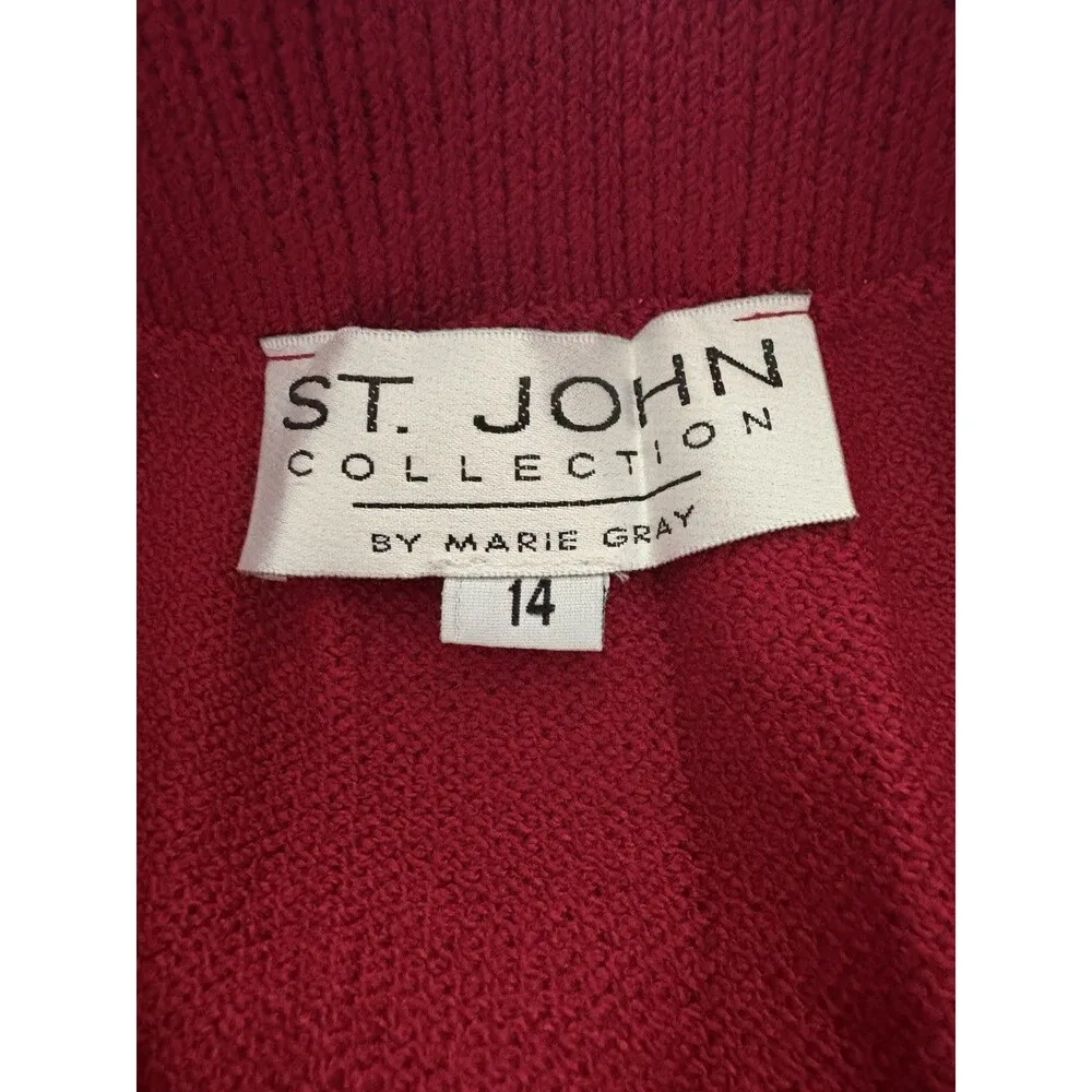 Vintage St John Collection Skirt Womens 14 Burgundy Santana Knit Straight Pencil Red - Image 5