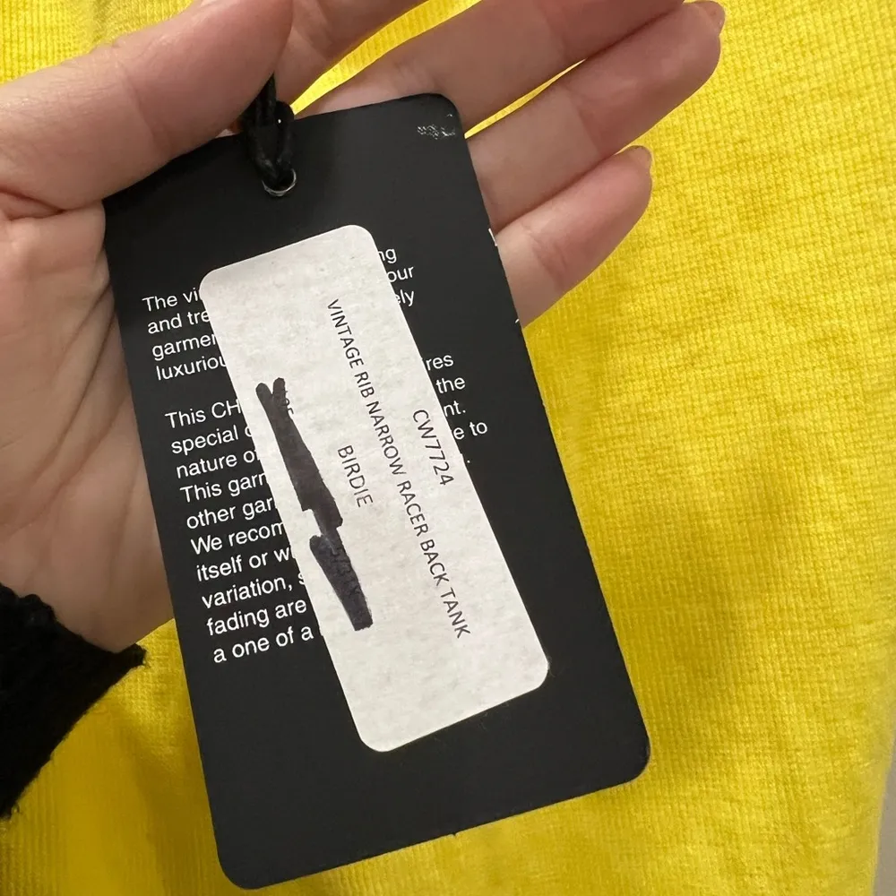 NWT Chaser Birdie Yellow Vintage Rib Narrow Racerback Tank Top Size Medium - Image 5