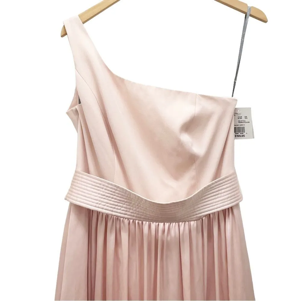 NWT Vera Wang White Dress One Shoulder Blush Pink Satin Formal Gown Size 10 NEW - Image 4