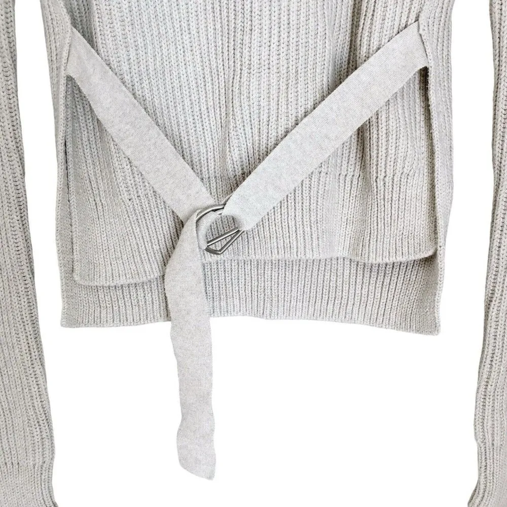 AllSaints East Cotton Jumper Sweater Mist Grey Top Small Ribbed Knit Long Sleeve - Image 10