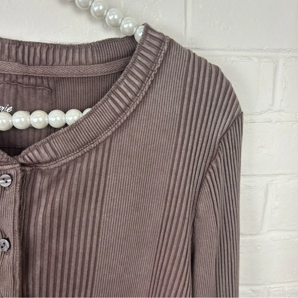 Aerie Road Trip Long Sleeve Henley Ribbed Top Size XL - Image 6