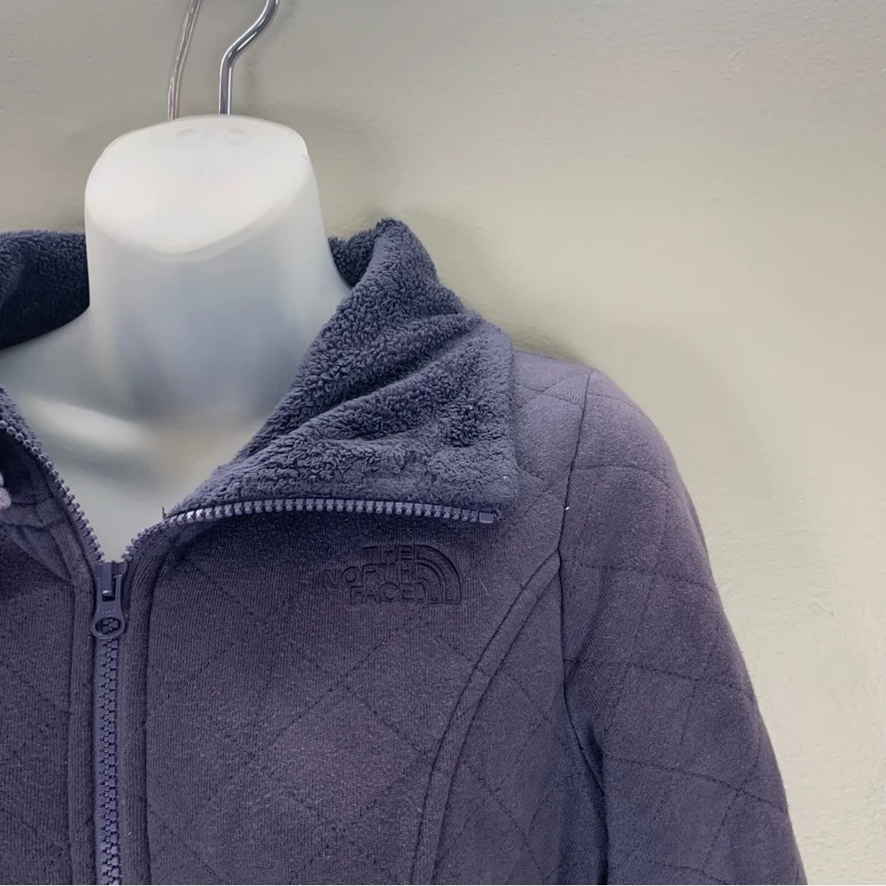 The North Face Caroluna quilted fleece jacket purple long coat zip up size small - Image 2