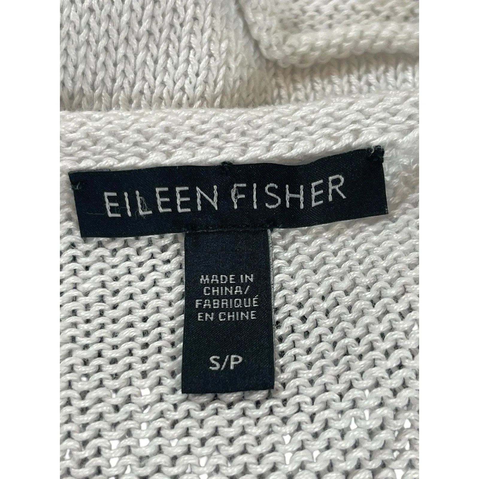 Eileen Fisher Women’s S Lightweight Knit Sweater White Gray Stripe Organic Linen - Image 6