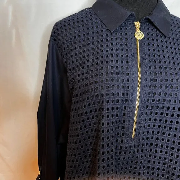 Anne Klein Navy Blue Tunic SZ XL Lagenlook Normcore, Classic Modest Cottage Core - Image 2