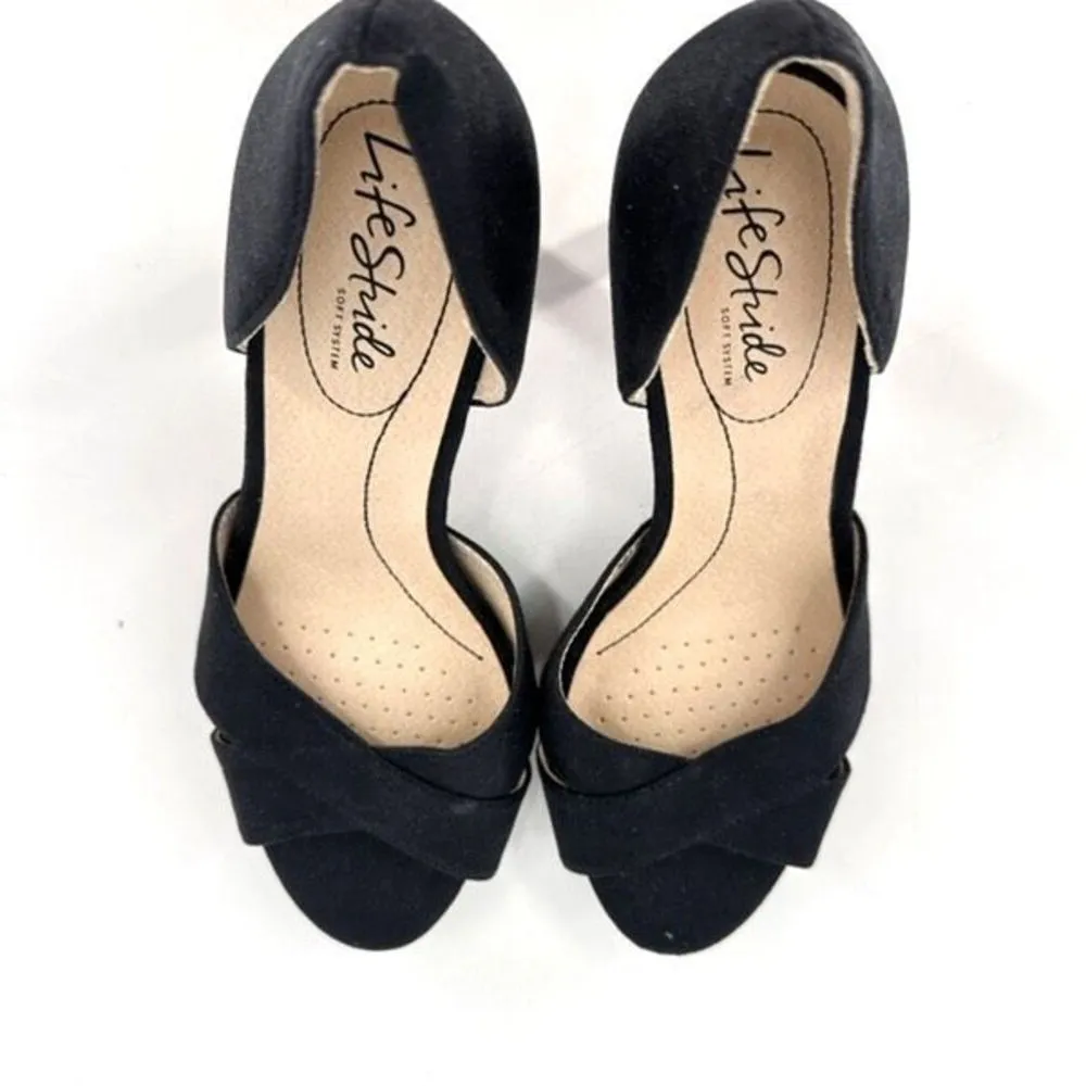 LifeStride Women's Black Peep Toe Mykonos D’orsay Sandal‎ Heels Size 7.5 - Image 5