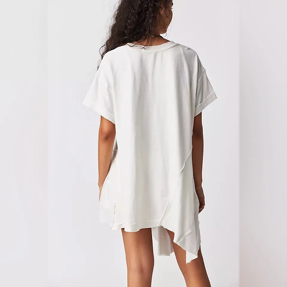 Free People my side tee tunic long line ribbed slouchy crewneck asymmetrical - Image 5
