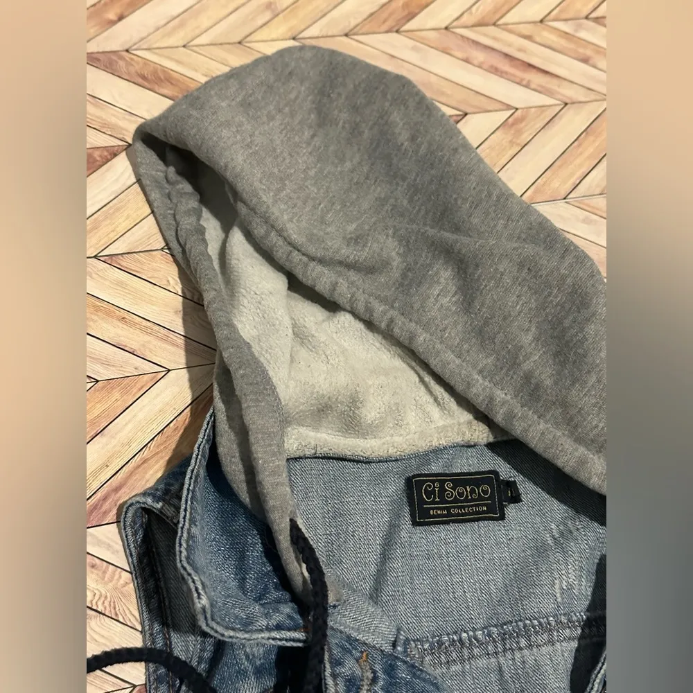 Ci Sono Denim Hooded Vest Women’s Size Medium - Image 4