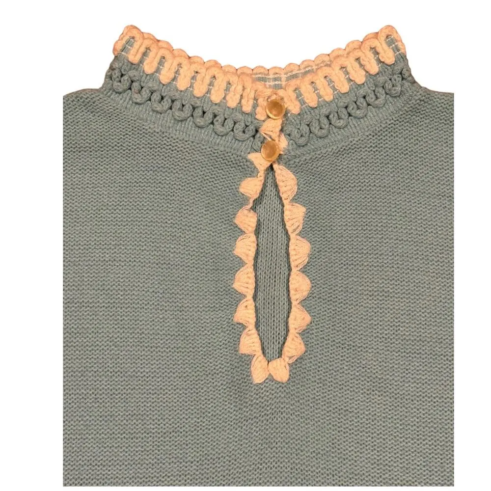 Vintage Turbo Orlon Colleen knitwear sweater vest blue & white trim size medium - Image 5