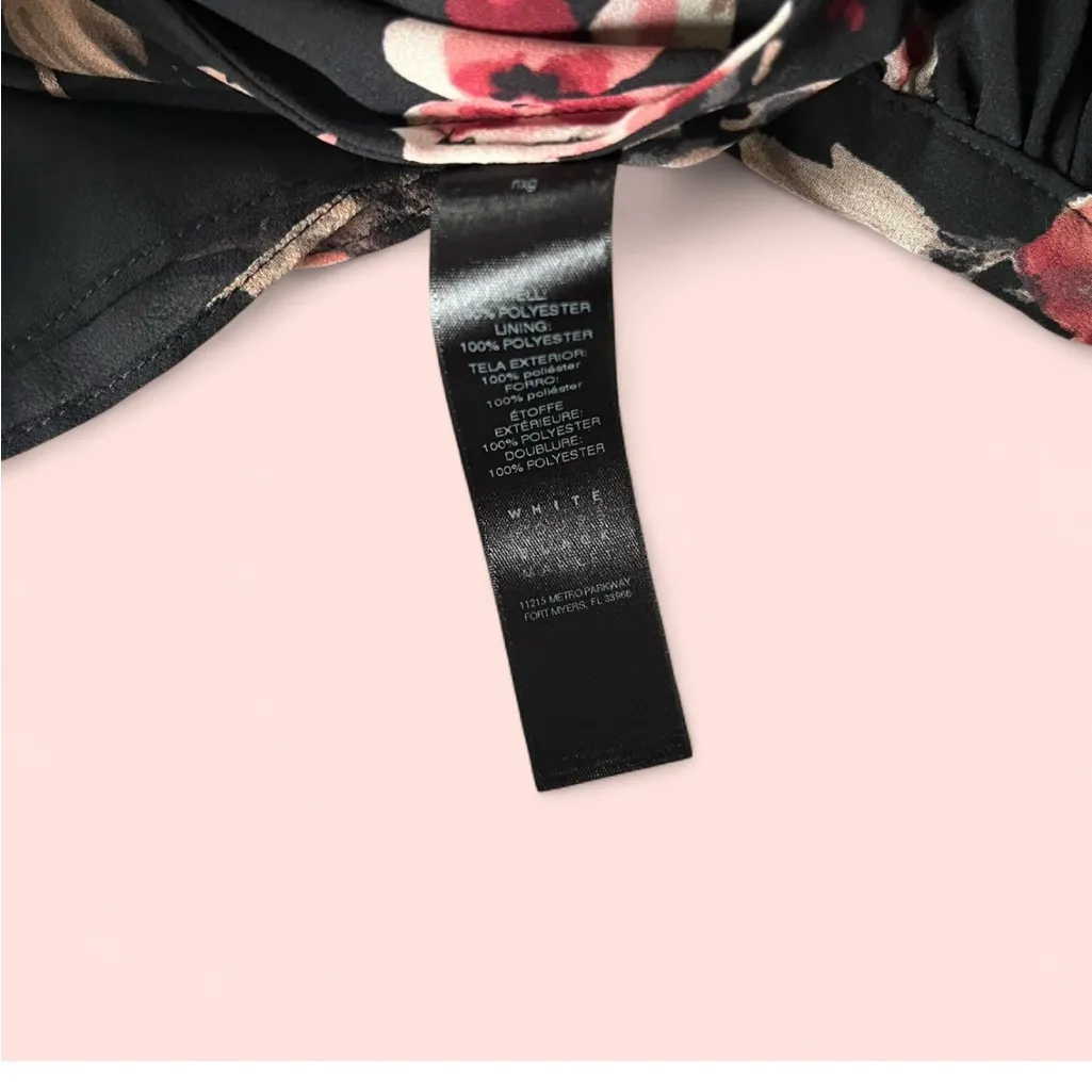 White House Black Market Black Floral Dress - Image 8