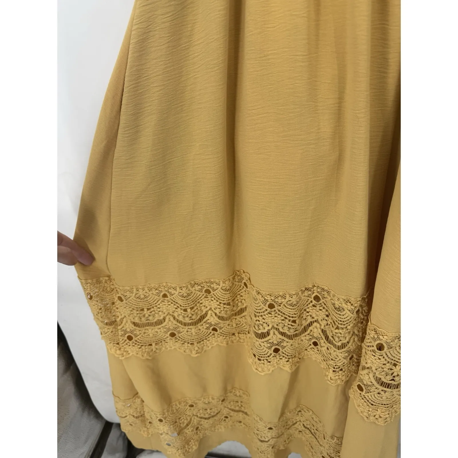 Baltic Born Maxi Dress Women Small Mustard Yellow Peasant Cottage Bohemian Farm - Image 7