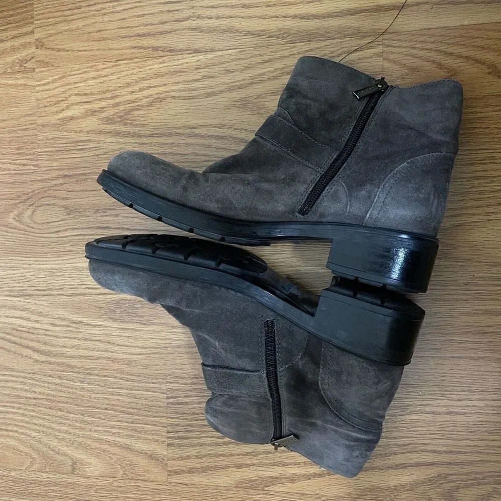 Aquatalia Gray Suede Leather Buckle Moto Boots Women's Size 7.5 - Image 6